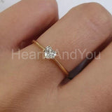 0.2ct Heart Cut Simulated Diamond 4 Prong Solitaire Ring 14k Yellow Gold Plated