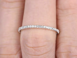 1Ct Round Cut Diamond Minimalist Half Eternity Wedding Band 14K White Gold Over