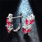 2Ct Marquise Cut Pink Ruby Diamond Elegant Drop Earrings 14K White Gold Finish