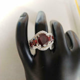 5ct Engagement Ring Oval Cut Red Garnet Cocktail Women 14k White Gold Finish