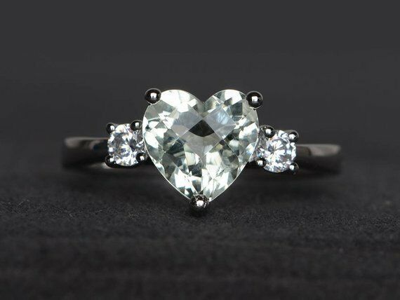 1ct Heart Cut Diamond Engagement Ring 14k White Gold Finish Heart Shaped Trilogy