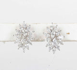 2ct Marquise Cut Diamond Floral Cluster Stud Earrings Women 14k WhiteGold Finish