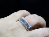 3ct Round Cut Blue Sapphire Wide Bamboo Wedding Band Ring 14k White Gold Finish