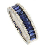 2ct Baguette Cut Blue Sapphire Channel Set Full Eternity Band 14k WhiteGold Over