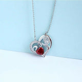 2Ct Heart Cut Red Garnet Diamond Floral Pendant 14K White Gold Finish WITH CHAIN