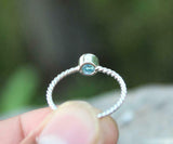 0.7ct Engagement Ring Round Cut Blue Topaz Twist Solitaire 14k White Gold Finish