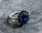 2.5ct Engagement Ring Round Cut Blue Sapphire Halo Solitaire 14k White Gold Over