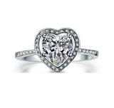 2ct Heart Cut Diamond Accents Solitaire Engagement Ring 14k White Gold Finish