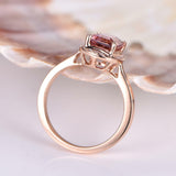 1.5ct Oval Cut Pink Ruby Halo Solitaire Engagement Ring 14k Rose Gold Finish