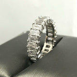 7Ct Emerald Cut Diamond Iced Eternity Wedding Band Ring 18K White Gold Finish