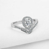 1.9ct Round Cut Diamond Engagement Ring Curved Halo Tiara 14k White Gold Finish