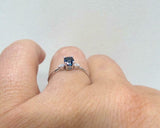 1ct Engagement Ring Oval Cut Blue Sapphire Three Stone 14k White Gold Finish