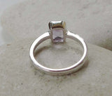 1.2ct Emerald Cut Purple Amethyst Engagement Ring Bezel Set 14k WhiteGold Finish