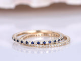 1.1ct Round Cut Blue Sapphire Wedding Band Engagement Ring 14k Rose Gold Finish