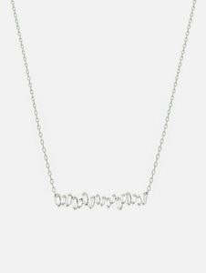 1ct Diamond Pendant with Chain Baguette Cut Geometric Bar 14k White Gold Finish