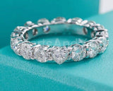 2ct Heart Cut Simulated Diamond Iced Eternity Wedding Band 14k White Gold Plated