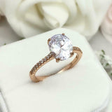 1.7ct Engagement Ring Oval Cut Diamond Solitaire with Accent 14k RoseGold Finish