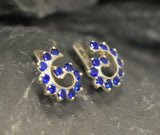 1.5ct Drop Earrings Round Cut Blue Sapphire Swirl Twist 14k White Gold Finish