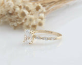 1.5ct Oval Diamond Engagement Ring Marquise Accent Solitaire 14k YellowGold Over