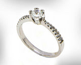 Solitaire with Accent Engagement Ring 1.5ct Round Cut Diamond 14k WhiteGold Over