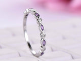 1ct Marquise Cut Purple Amethyst Wedding Band Anniversary 14k White Gold Finish