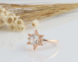 1.2ct Round Cut Diamond Engagement Ring Solitaire Snowflake 14k Rose Gold Finish