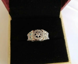 2ct Engagement Ring Round Cut Diamond Floral Halo Design 14k White Gold Finish