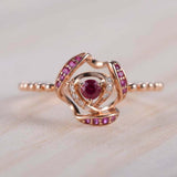 1.5ct Round Cut Pink Ruby Engagement Ring Stylish Halo Beaded 14k Rose Gold Over