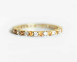 1.5ct Round Cut Yellow Citrine Eternity Dual Wedding Band 14k Yellow Gold Finish