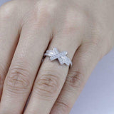 1.6ct Round Cut VVS1D Diamond Engagement Ring Cross Petite 14k White Gold Finish