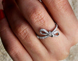 2ct Round Cut Diamond Engagement Ring Ribbon Knot Infinity 14k White Gold Finish