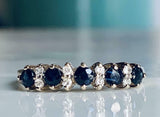 3ct Round Cut Blue Sapphire Diamond Petite Half Eternity Band 14k WhiteGold Over