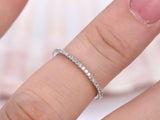 Full Eternity Wedding Ring Band 1.2ct Round Cut Diamond 14k White Gold Finish