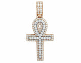 2.6ct Round Cut VVS1 Diamond Egyptian Ankh Pendant 14k Dual Gold Finish NO CHAIN