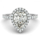 2ct Pear Cut VVS1D Diamond Halo Style Engagement Ring 14k White Gold Finish