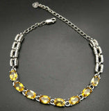 15ct Oval Cut Yellow Citrine Diamond Linked Tennis Bracelet 14k WhiteGold Finish