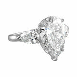 3ct Pear Cut Diamond Accents Trilogy Engagement Ring 14k White Gold Finish