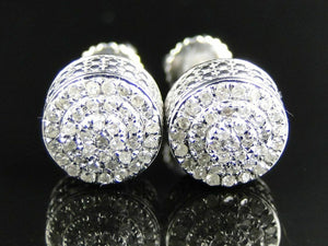 0.46ct Round Diamond Mini Round Circle Dome Stud Earrings 14k White Gold Finish