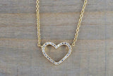 1.5ct Round Diamond Heart Shape Open Design Pendant Chain 14k YellowGold Finish