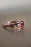 1ct Pear Cut Red Garnet Engagement Ring Floral Petal Leaf 14k Rose Gold Finish