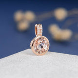 1.2ct Round Cut Diamond Pendant with Chain Bezel Solitaire 14k Rose Gold Finish