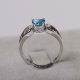 1ct Engagement Ring Heart Cut Blue Topaz Split Shank 14k White Gold Finish