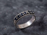 1.5ct Round Cut Blue Sapphire Rope Braided Half Eternity Band 14k WhiteGold Over