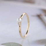 0.4ct Round Diamond Pearl Trilogy Solitaire Engagement Ring 14k Yellow Gold Over