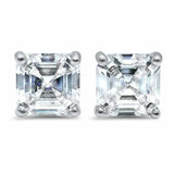 1.5ct Asscher Cut Diamond 4 Prong Solitaire Stud Earrings 14k White Gold Finish