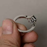 0.9ct Emerald Cut Blue Sapphire Engagement Ring 14k White Gold Finish Solitaire