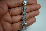 25ct Oval Cut Blue Topaz Flower Women Tennis Bracelet 14k White Gold Finish