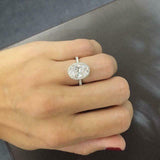 2ct Oval Cut Diamond Engagement Ring 14k White Gold Finish Solitaire with Accent