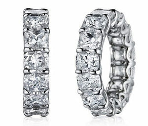 5Ct Radiant Cut Diamond Iced Full Eternity Wedding Band 14K White Gold Finish