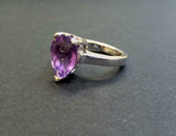 3ct Engagement Ring Pear Cut Purple Amethyst Solitaire 14k White Gold Finish